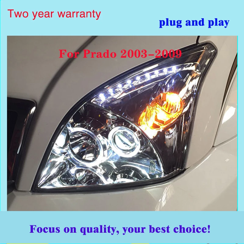 Автомобильный Стайлинг для 2003-2009 Prado светодиодный светодиодные фары DRL Hid головной фонарь Angel Eye Bi-Xenon двойной луч фары аксессуары