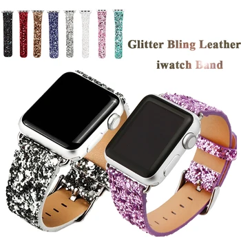 

1Pc New Luxury Shining Loop Replacement Wristband Leather Watch Strap for Apple Watch 5 4 3 2 1 Series 38/40mm 42/44mm