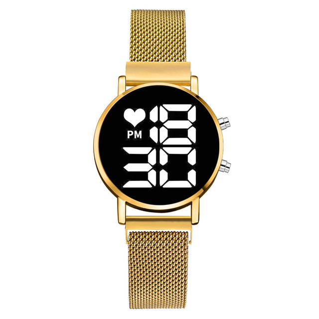 Digital Magnet Watches For Women Rose Gold Dress LED Ladies Quartz Wrist Watch Female Clock Relogio Feminino Dropshipping