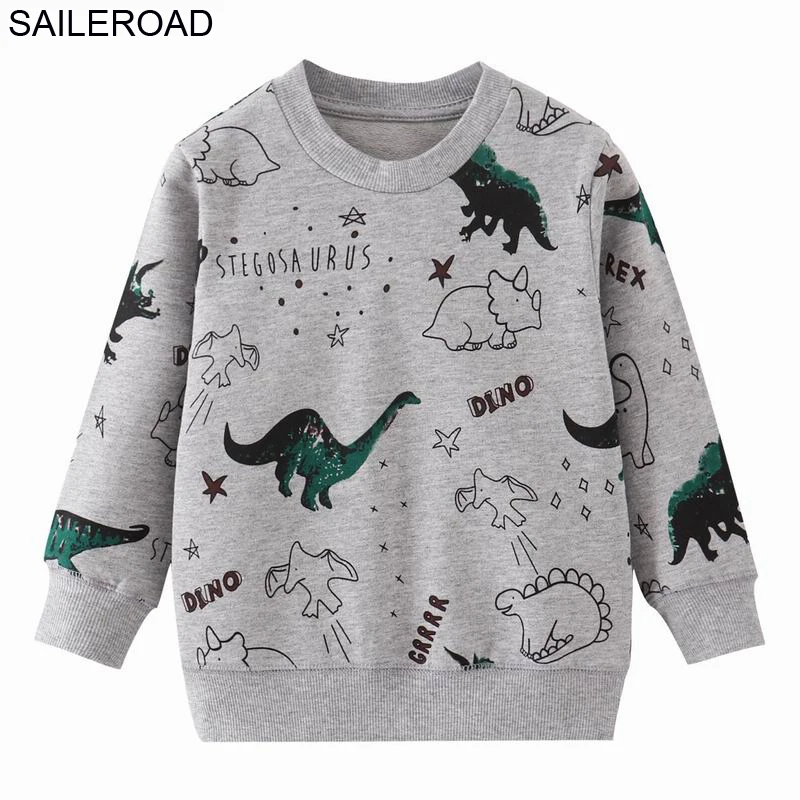 SAILEROAD Осенние детские кофты Dinosaur Toddler Kid Baby Girl Boy Одежда с длинным рукавом Мультфильм Печатные футболки Топы - Цвет: 9042 same picture