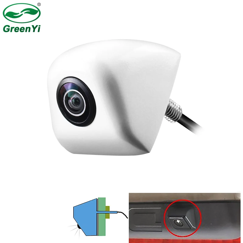 GreenYi Upside Down Install White AHD 1080P 170° Fisheye Lens Car