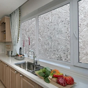 

Window Film Decoration Tulip Flower Pattern Design Window Cover Static Close to Vinyl Glass Film Non-Stick Heat Control UV Resis