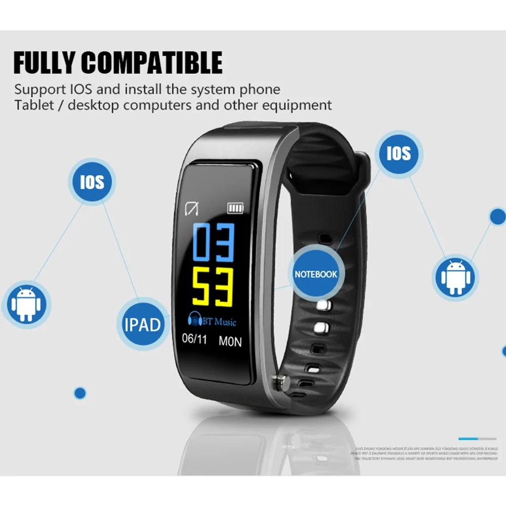 Bluetooth Y3 цветная гарнитура Talk умный Браслет пульсометр спортивные Смарт-часы фитнес-трекер Браслет