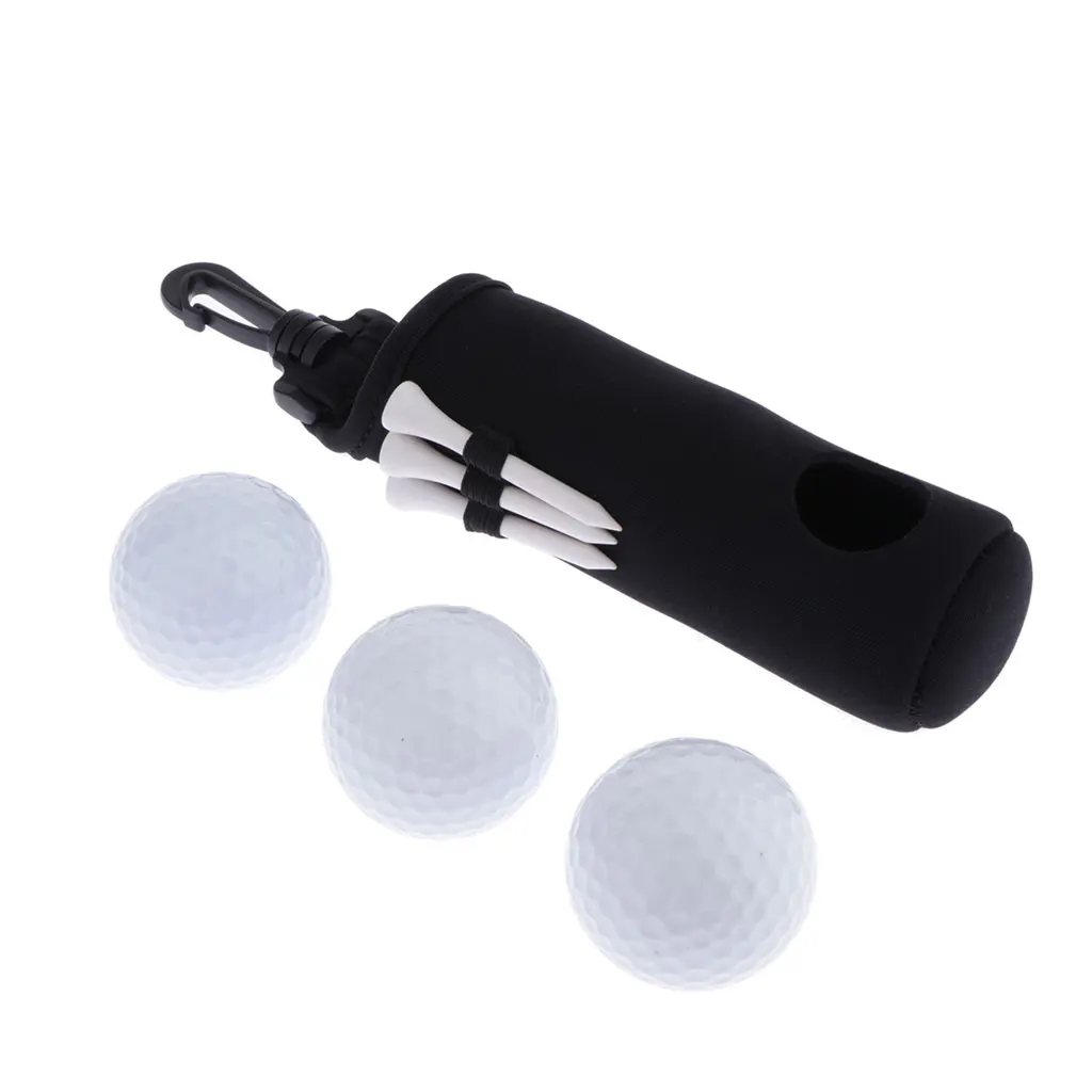 Neoprene Golf Ball Holder With Strong Swivel Snap Clip, Comes with 3 Practice Golf Balls and 3 Golf Tees