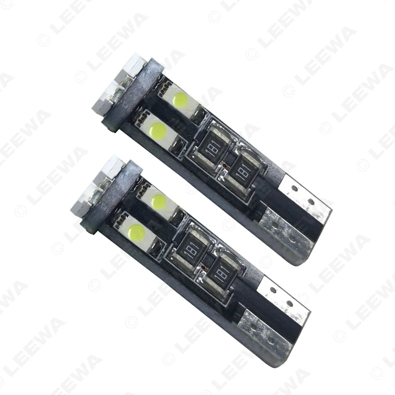 LEEWA 50 шт. автомобильный 12 В~ 14,5 в 6000~ 6500 к белый 8SMD 3528 T10 клиновидный объектив светодиодный светильник лампа с CANbus светильник без ошибок# CA4244