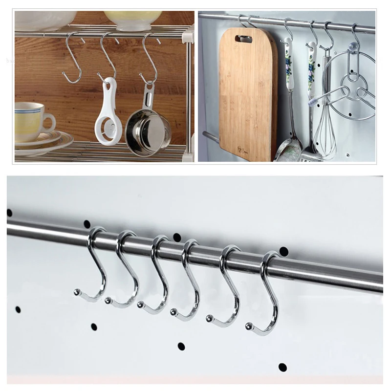 10Pcs Households Stainless Steel S Hooks Utensil Coat Clothes Hanger Supplies