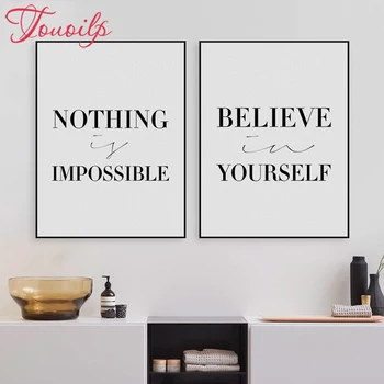 

2pcs diy diamond Embroidery Minimalist Black And White Inspire Motivational Quotes diamond painting Cross stitch kit Needlework