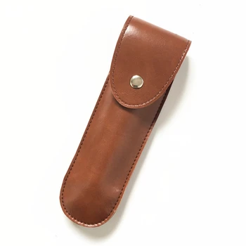 

Travel Razor Holder Case for Manual Double Edge Safety Razor Razor PU Leather Brown Color 1 Pc