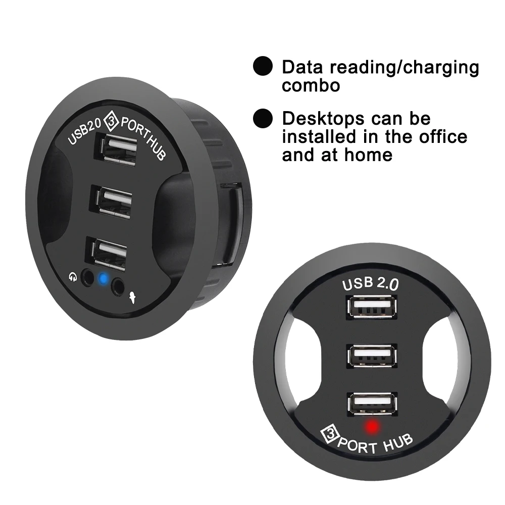 hub usb usb desktop grommet hub de usb adaptador de montagem de mesa de áudio portas de montagem em mesa multi usb
