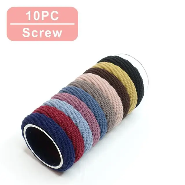 10PCS/Set Fashion Korean Elastic Hair Bands For Women's High Elastic Hair Circle Hair Rope Hair Accessories Headwear Headdress A8-Screw