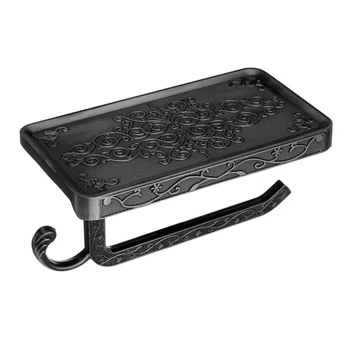 

Newest Antique Carved Zinc Alloy Bathroom Paper Holder Wall Mounted Tissue Stand Mobile Phone Holder