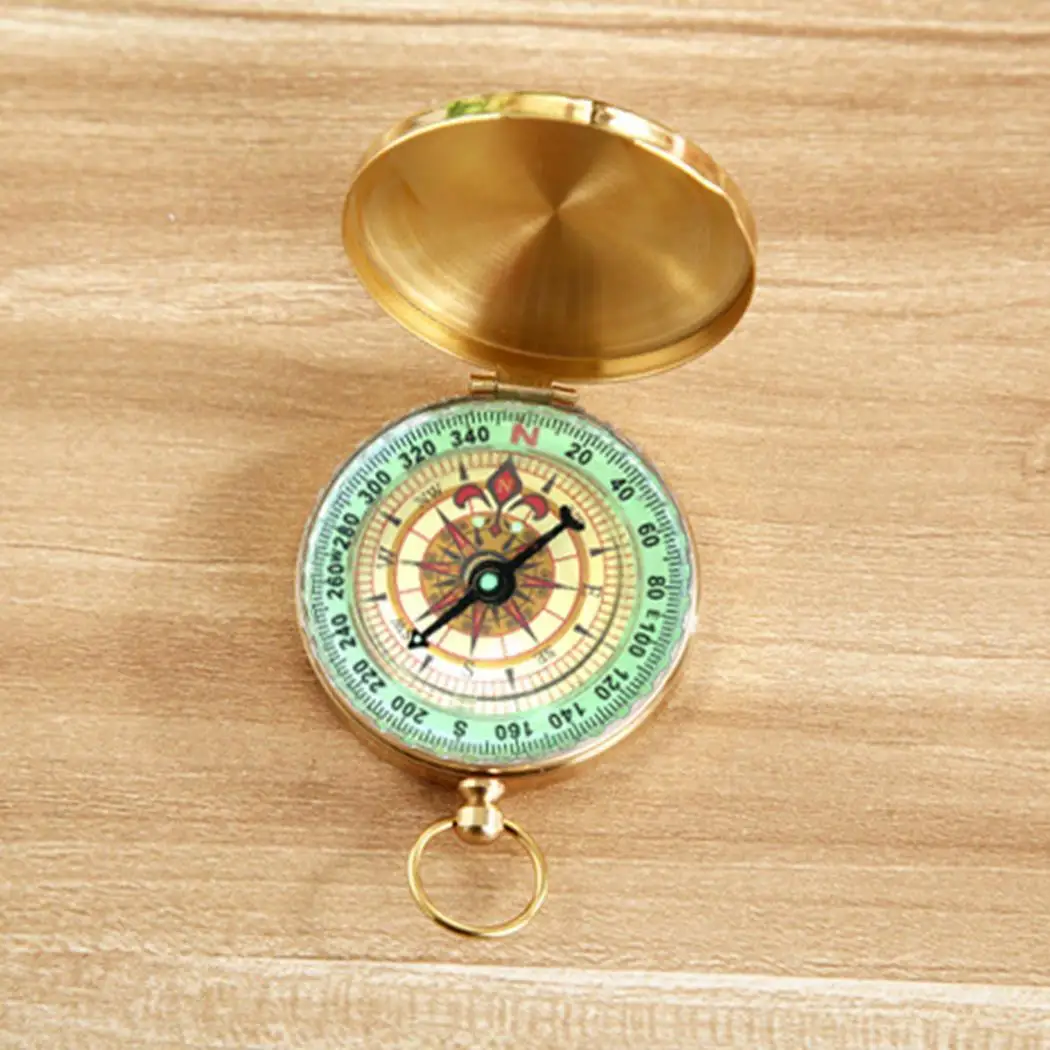Портативный мини-компас открытый многофункциональный металлический водонепроницаемый направляющий инструмент для кемпинга выживания светящиеся карманные часы компас - Цвет: gold