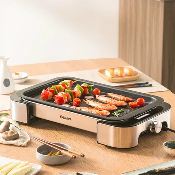

220V Electric Barbecue Plate Korean Style Barbecue Plate Home Non-stick Smokefree Barbecue Oven Pot Electric Grill