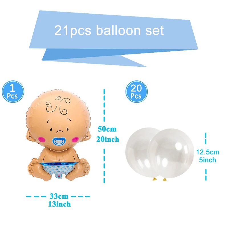 21pcs Baby Shower Foil Transparent Latex Balloons Set Birthday Party Decorations Its a Boy Girl Christening Supplies BabyShower