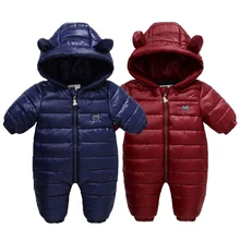 0-24M Baby Girl Jumpsuit Clothes  New Winter Infant Snowsuit Candy Color Todder Romper Outerwear Hooded Newborn Clothing Set