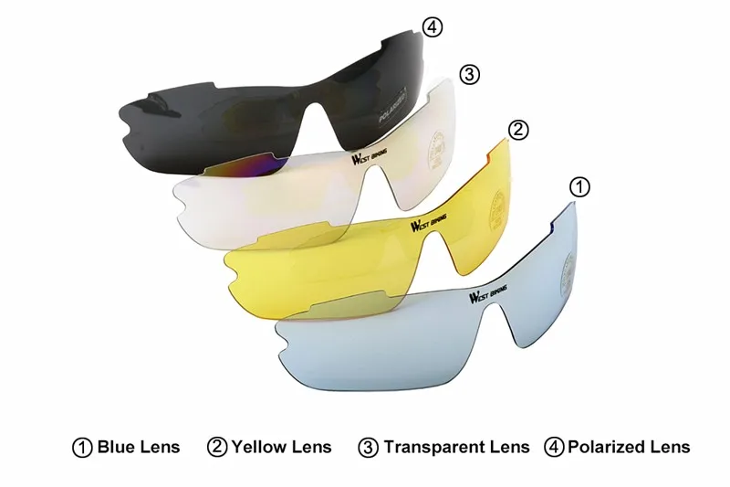 WEST BIKING Cycling Glasses Polarized Bike Bicycle Sunglasses 5 Lens Windproof Anti-fog With Mypia Frame Sport MTB Bike Glasses