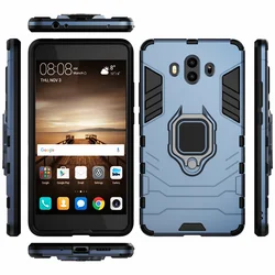 Versatile Ring Stand Bumper Silicone + PC Phone Cover for Huawei Mate 10 (Navy Blue)