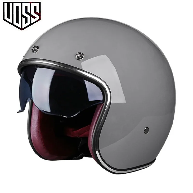 Fashion brand VOSS vintage motorcycle helmets matte black Goggles Retro  Vintage Style DOT|Helmets| - AliExpress