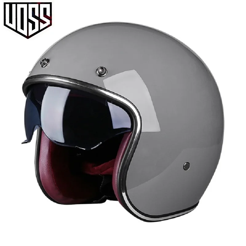 Fashion brand VOSS vintage motorcycle helmets matte black Goggles Retro Vintage Style DOT | Автомобили и мотоциклы