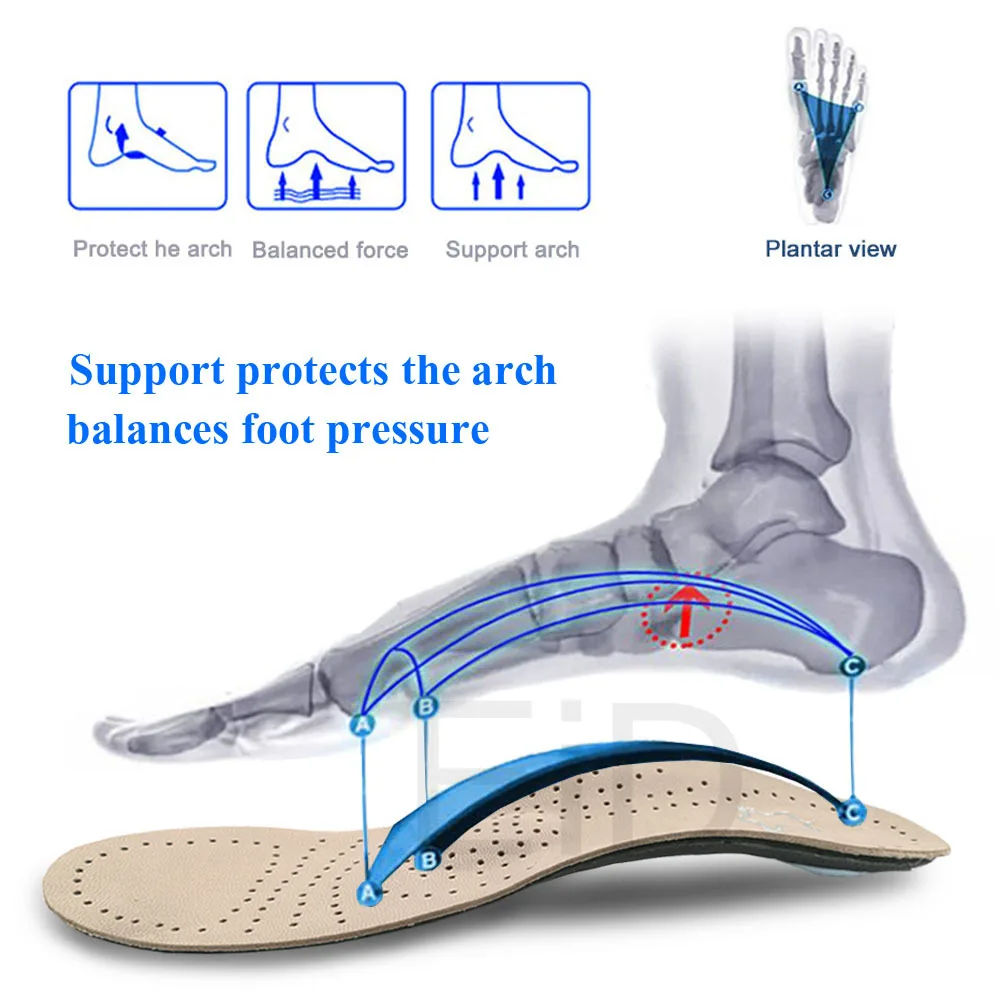 EiD кожа высокого качества insole стелька для плоских ног супинатор ортопедический обувь вставки в обувь для ног для мужчин и женщин