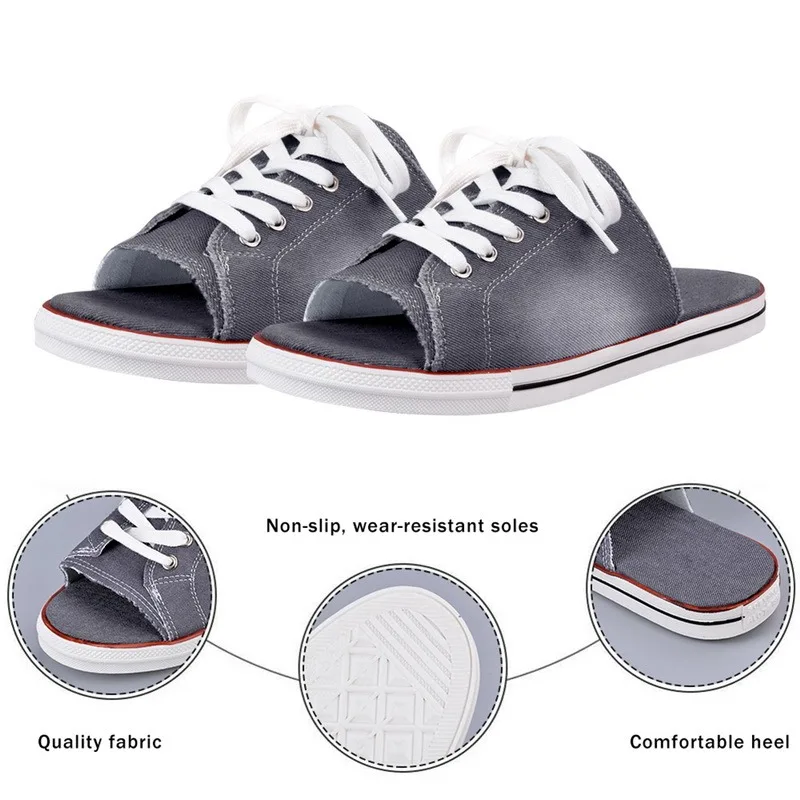 2021 Women Jean Slippers Summer Hollow Out Breathable Slippers Sandals Flat Women Casual  Shoes  Flops Korean Style - Image 5