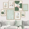 Abstract Girl Face Curve Geometric Shape Leaf Cactus Wall Art Painting Nordic Posters And Prints Wall Pictures For Living Room 3