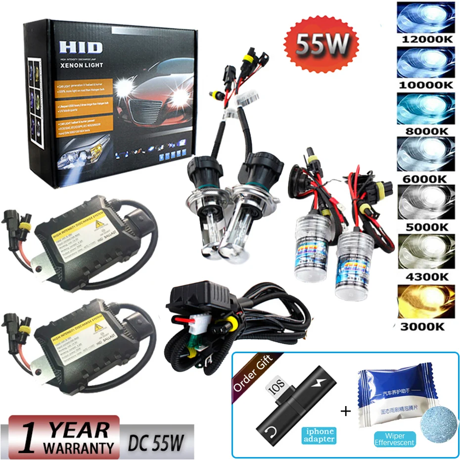 Ксеноновый H1 Hid комплект DC 55W H7 H3 H4 Xenon H8 H10 H11 H27 HB3 HB4 H13 9005 9006 автомобильный