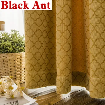 

Modern Nordic Yellow Geometric Jacquard Blackout Curtain for Bedroom Living Room Window Drapes Treatment Kitchen Blinds X558T3