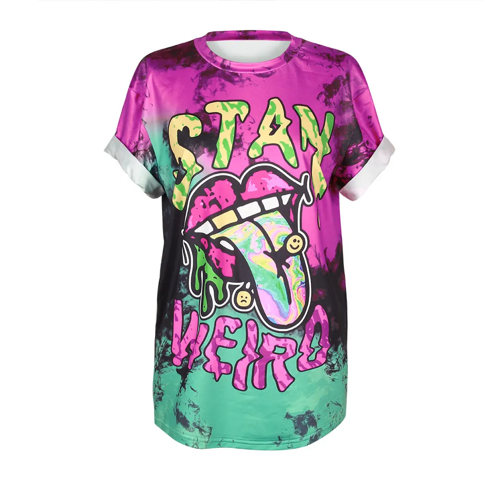 ISTider/женская футболка с галстуком-красителем модная футболка для девочек в стиле панк топы с принтом, свободный короткий рукав, футболка в стиле хип-хоп
