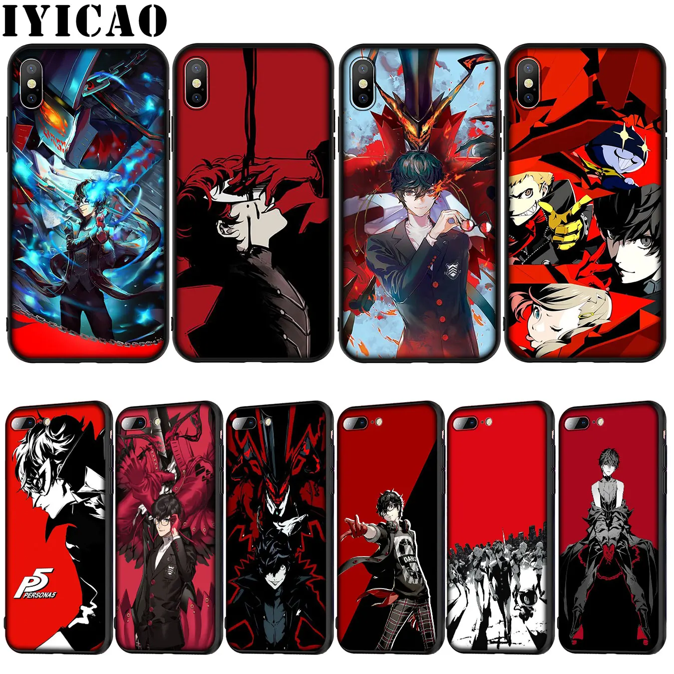IYICAO P5 P Persona 5 Мягкий силиконовый чехол для iPhone 12 мини XR X XS 11 Pro Max 10 6 6S 7 8 plus 5S SE