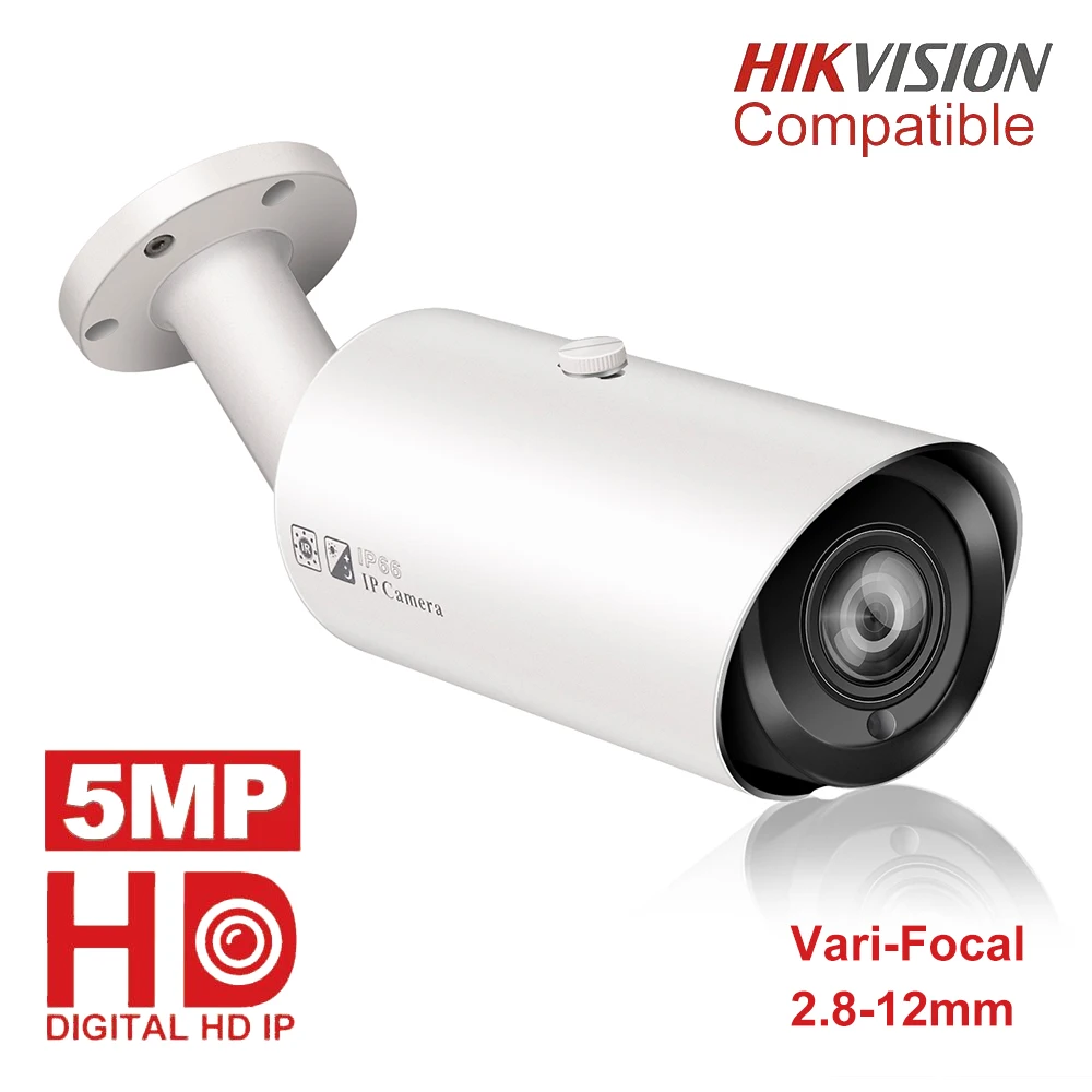  Hikvision Compatible 5MP PoE IP Camera outdoor 4X Optical Zoom SD card slot IP66 Waterproof Bullet 