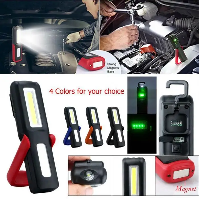 

3W COB LED Work Light With Hook Magnet USB Rechargeable Inspection Lamp Magnetic Camping Tent Flashlight Torch DAG-ship