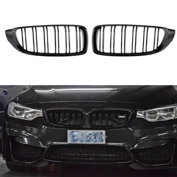 

2Pcs/Set Double Slat Kidney Grille Front Bumper Racing Grill for BMW 4 Series F32 F33 F36 420i 428i 435i M4 2014-2016