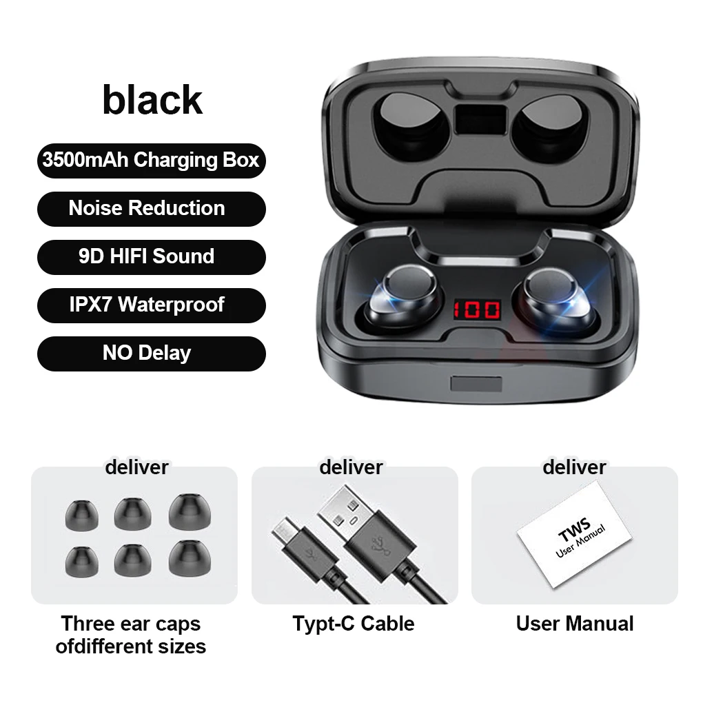 TWS-X10 Wireless Bluetooth-Compatible 5.0 headset Whit Charging Box Headphone Stereo Waterproof Earbuds Earphone With Microphone