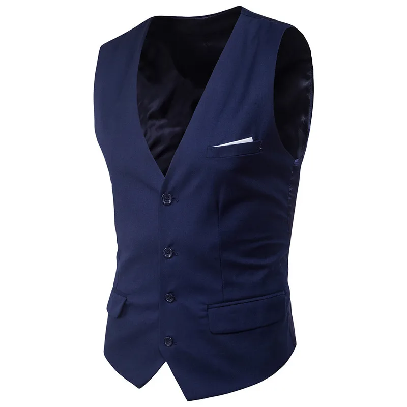 Suit vest men's business formal banquet groom married Slim Plus size multi-color V-neck single-breasted vest 2019 New