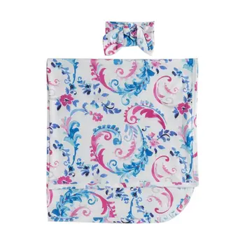 

Fashion Infant Print Cotton Blanket Sweet Cute Newborn Baby Wrap Cloth Headdress