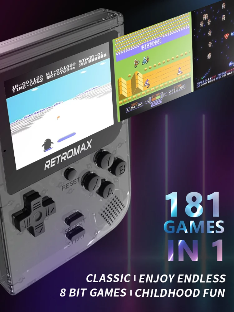 Data Frog Portable Game Console 8 Bit Handheld Game Console Built-in 181 NES Games Mini Retro Console Game Retromax