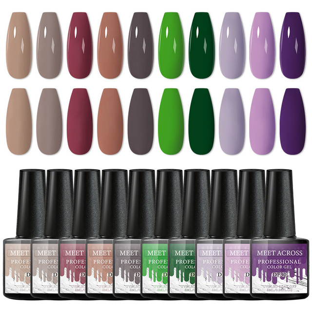 Gel Nail Polish Set With Top Base Gel Glitter Color Semi Permanent UV Led Gel Varnish Soak Off Nail Lacquers