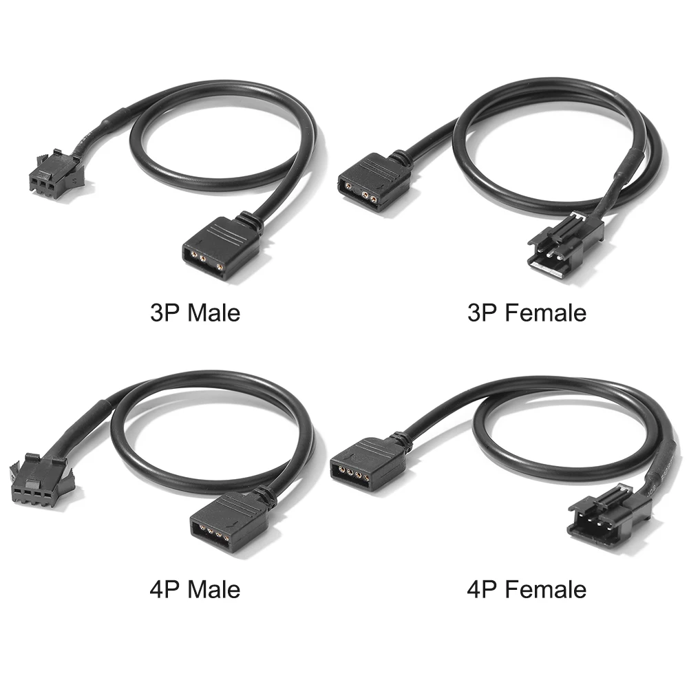 RGB Adapter Cable for PC LED Light Strips - 30cm Male/Female Cord, 5V 3 Pin/12V 4 Pin, Motherboard Conversion Description Image.This Product Can Be Found With The Tag Names 4 pin rgb computer, Computer 5v 3pin rgb, Computer cable kit rgb, Pc accessories cable rgb, Rgb 4 pin pc adapter