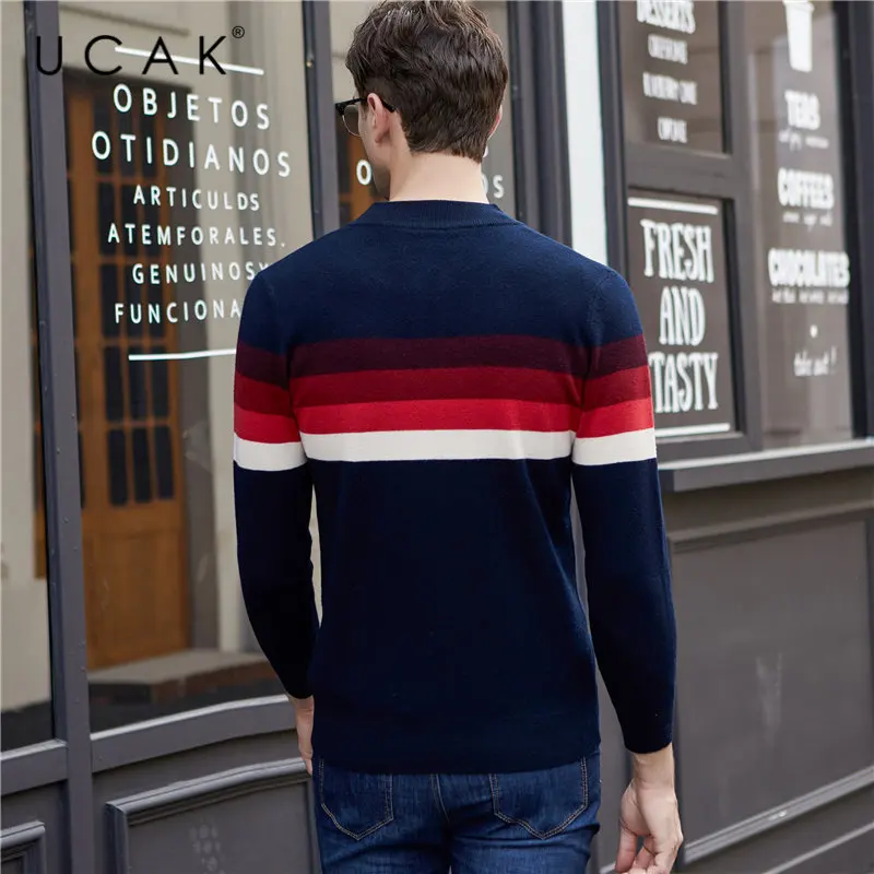 UCAK Brand Merino Wool Sweater Men Autumn Winter Warm Cashmere Cardigan Men Streetwear Young Fashion Striped Sweater Coat U3050 UCAK Brand Merino Wool Sweater Men Autumn Winter Warm Cashmere Cardigan Men Streetwear Young Fashion Striped Sweater Coat U3050