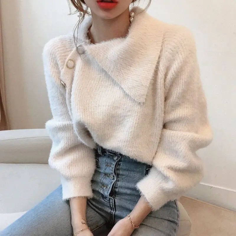 

Pullover Ladies Fall and Winter Wear Lazy Style Japanese Vintage Sweater Loose Thick Short Top 2020 New