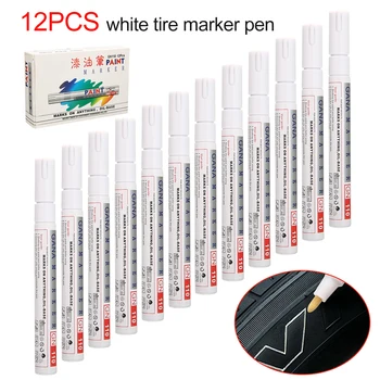 

12pcs White Marker Pens Waterproof Permanent Car Tyre Tire Tread Rubber Paint Marker Pen DIY Album Art Supply