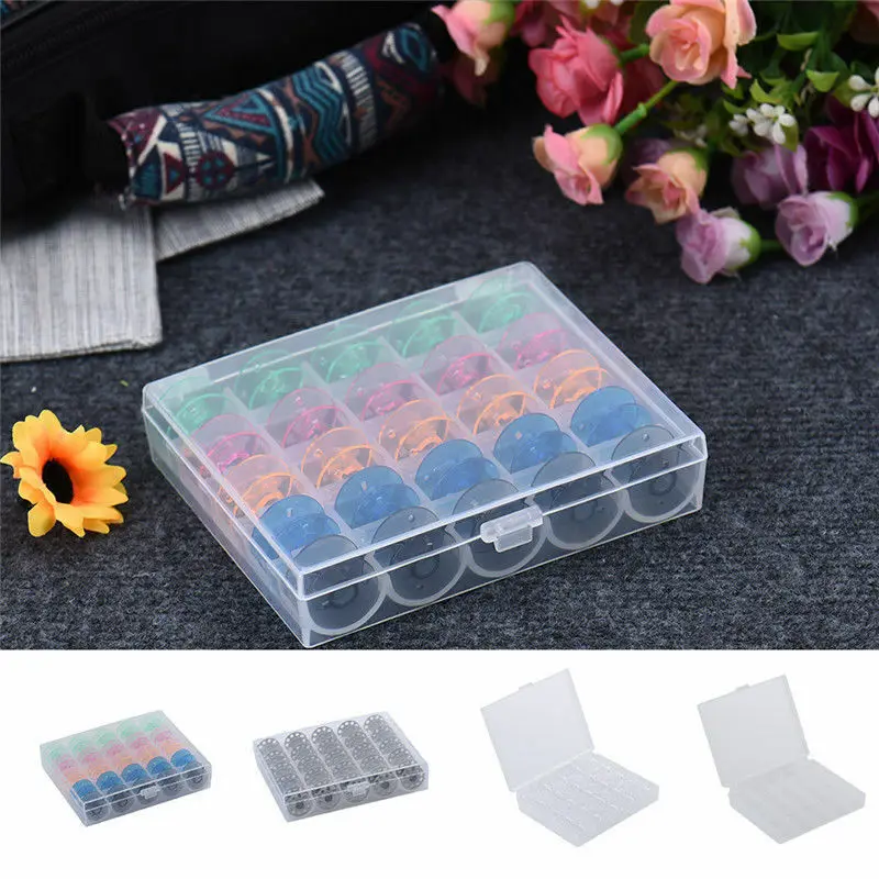 25Pcs/Set Bobbins Box Set Sewing Box Accessories Stitch Machine Spools Sewing Supplies Storage Box For Sewing Tools Accessories