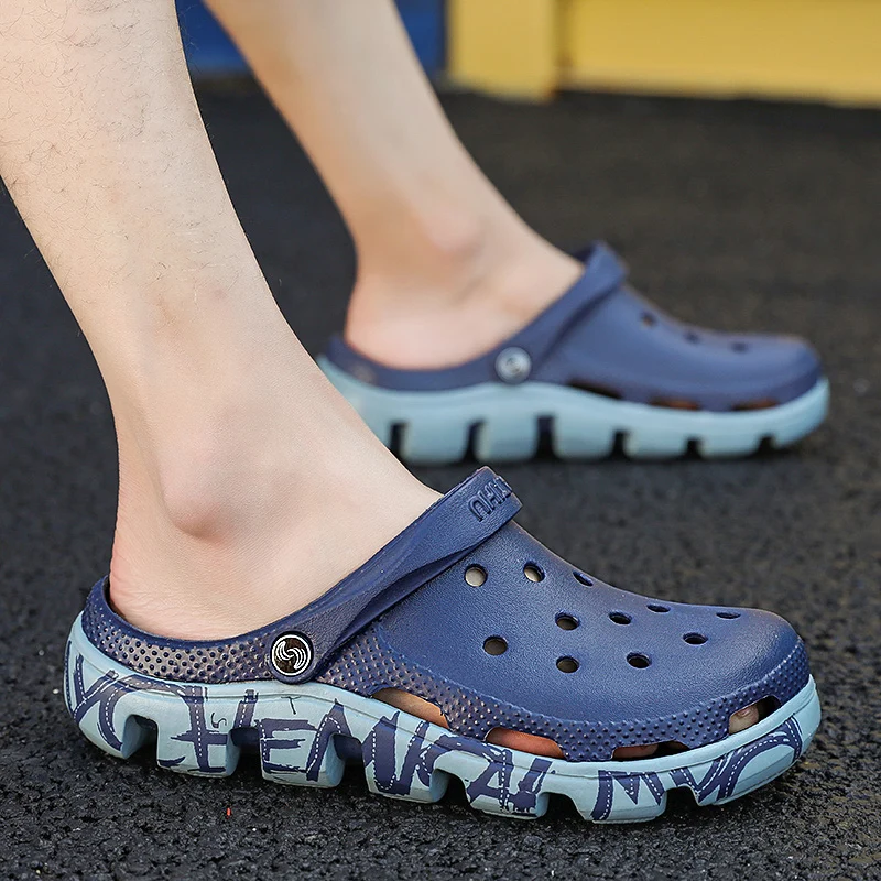 2020 летняя прозрачная обувь для мужчин Пляжные сандалии сада Тапочки с