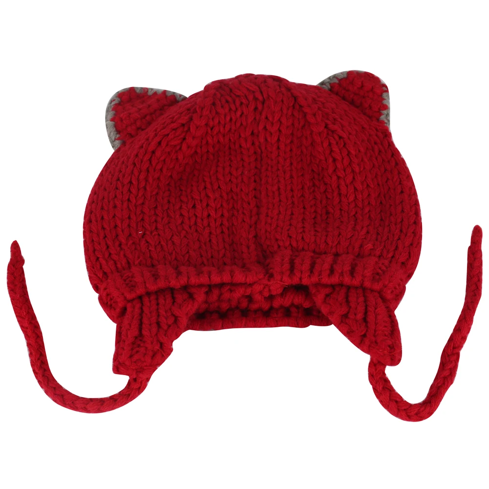Детская шапка-ушанка, Шапка-бини с кошачьими ушками, теплая вязаная детская зимняя шапка для маленьких девочек и мальчиков, капот вязаный крючком, осенняя черная, бежевая, красная, розовая