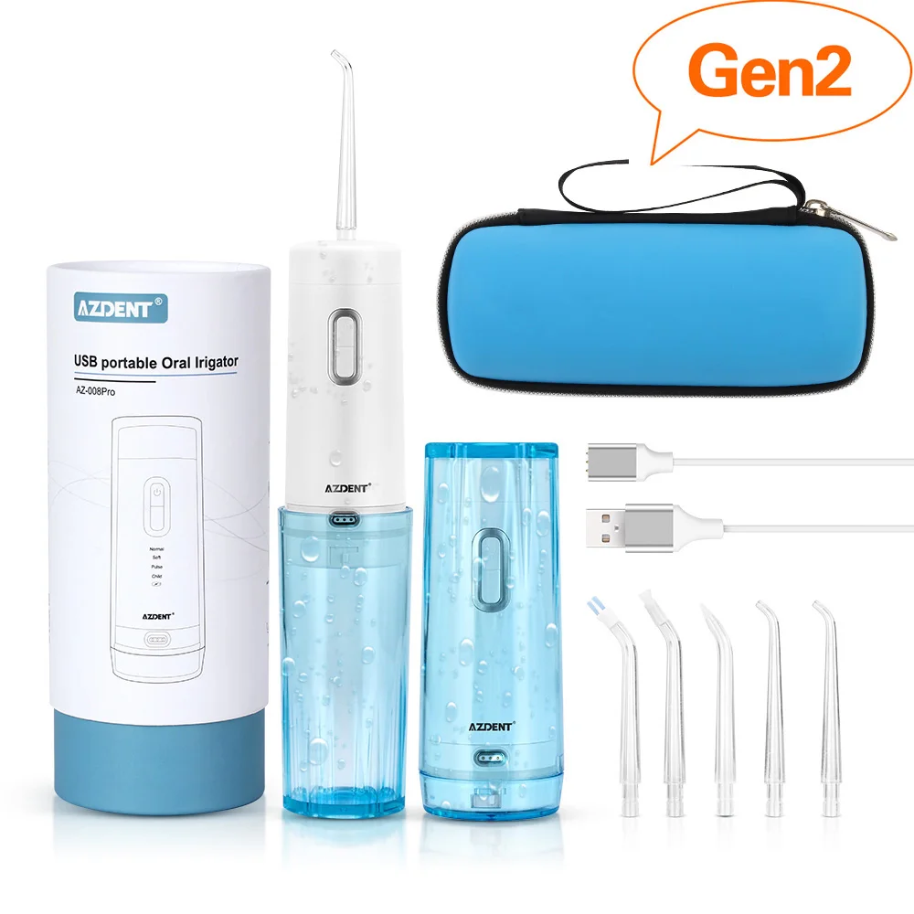 Tanie Cordless Oral Water Irrigator z torbą podróżną przenośna nić dentystyczna USB akumulator 4 tryby Nose Clean 200ML 5 Jet Tip