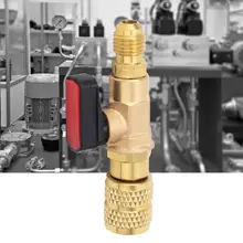 G1/4 латунь R410 Холодильный шаровой клапан адаптер 45BAR хладагент шаровой клапан Соединитель с фторидной трубой