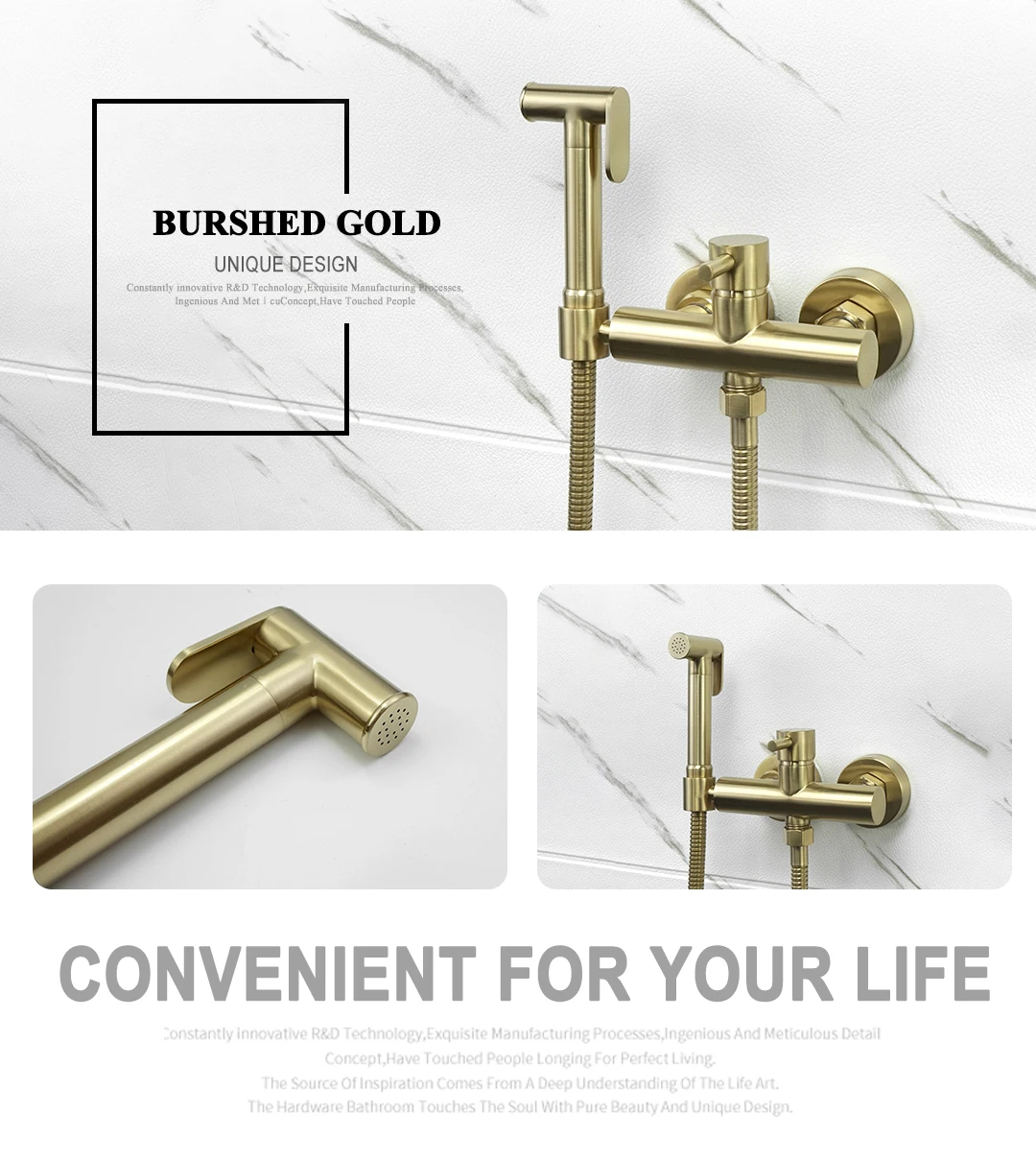 Description Picture 6 of itemBrass Toilet Hot Cold Bidet Spray Handheld Bidet Diaper Set Bathroom Shower Set Portable Shattaf Sprayer Jet Douche Kit Black