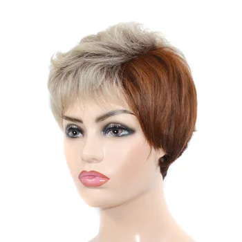 

Hot sale black women fashion 27cm hair extension hat wigs 100g synthetic ombre brown white wigs