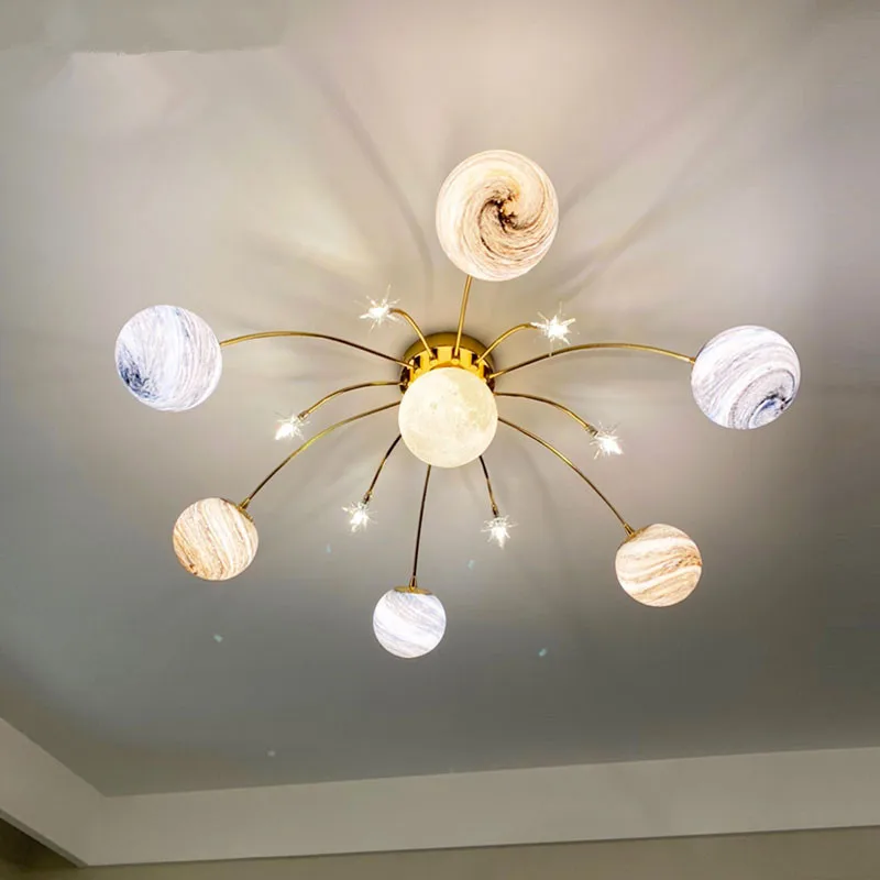 

Nordic Led glass ceiling lamp Creative star ceiling light kitchen Living Room Iron Glass Lamp E27 children room ceiling light
